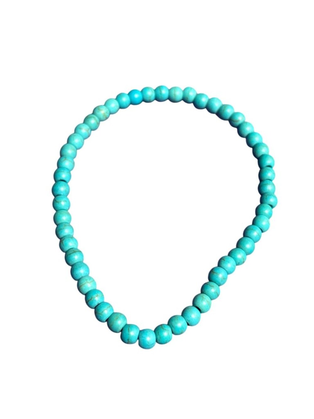 Dyed Howlite Stone Faux Turquoise Beaded Stretchy Bracelet 6.5 inch Unstretched